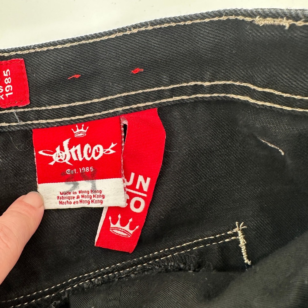 JNCO‎ Jeans Mens Black Baggy Cargo Carpenter Shorts Embroidered Crown Size 34 - Picture 4 of 10